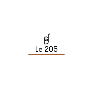 Capital letter D with an acute accent and the letters "Le 205" underneath